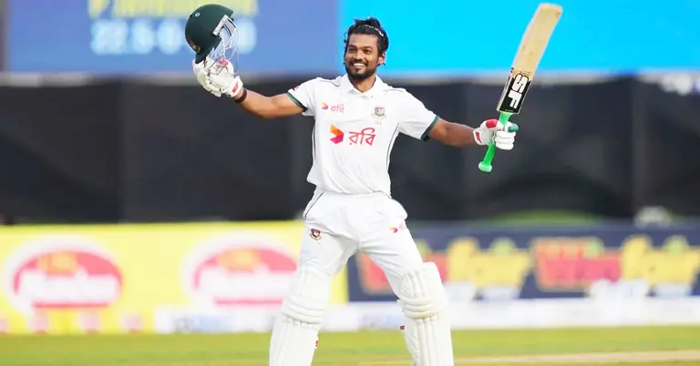 প্রথম অধিনায়ক হিসেবে এক টেস্টের দুই ইনিংসে শান্তর সেঞ্চুরি